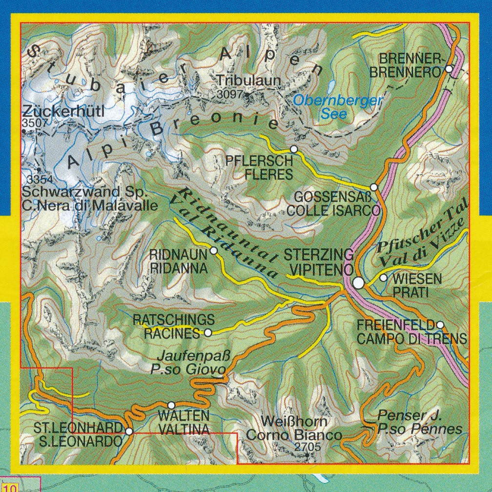 Wandelkaart 038 Sterzing Stubaier Alpen Vipiteno Alpi Breonie
